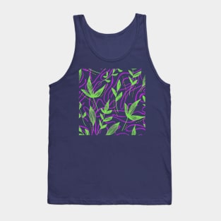 Modern Leaves Pattern Floating Foliage Tank Top